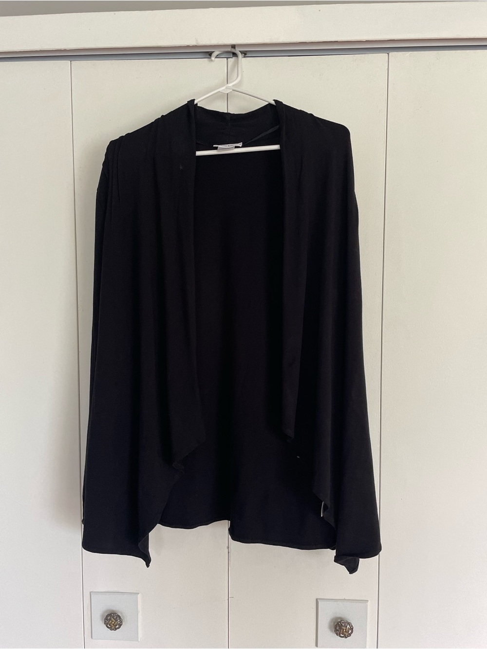 Women’s Large Kate Hill Black Draped Open-Front Cardigan